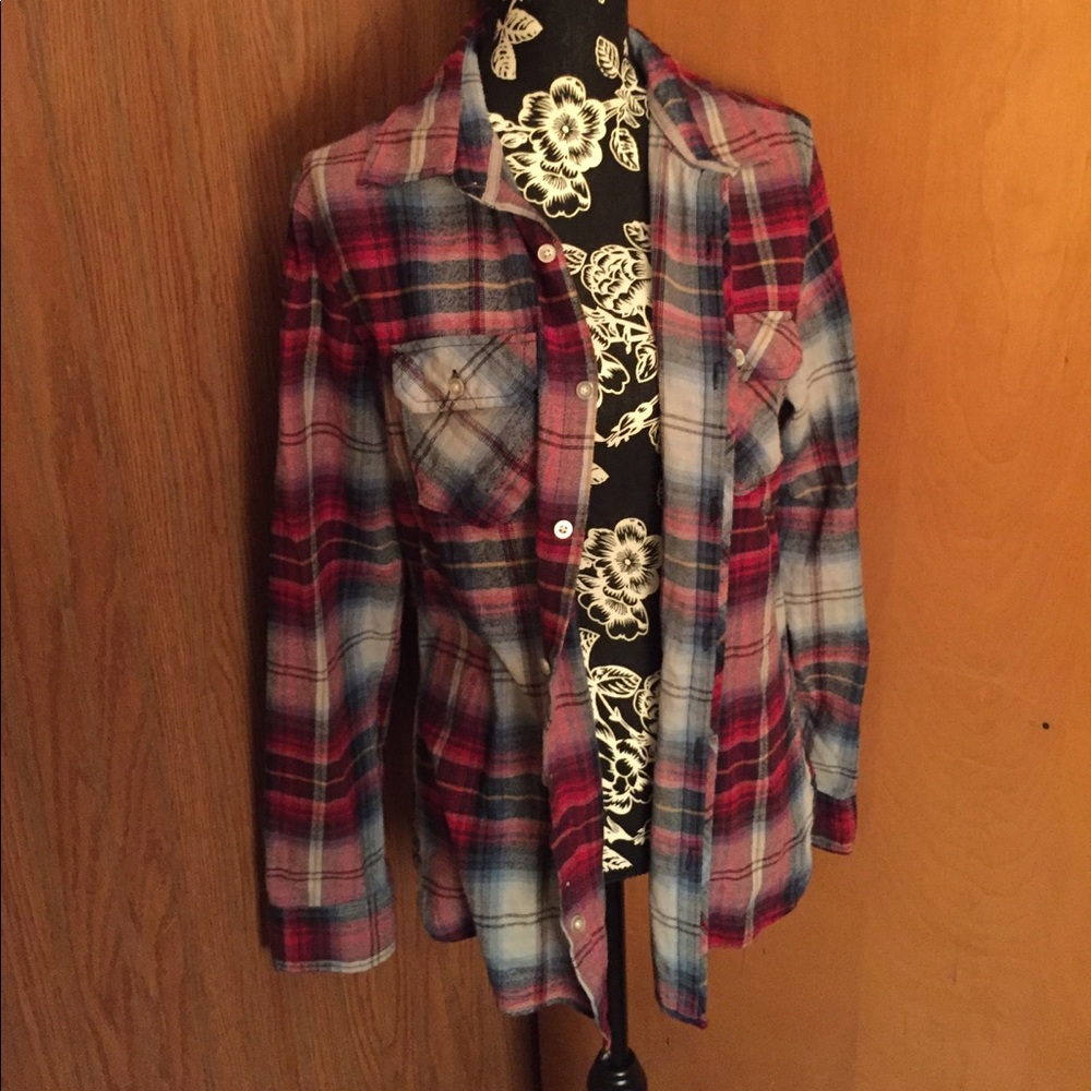 Rustic Blue, Small, Red Plaid, Button Down - Picture 5 of 7